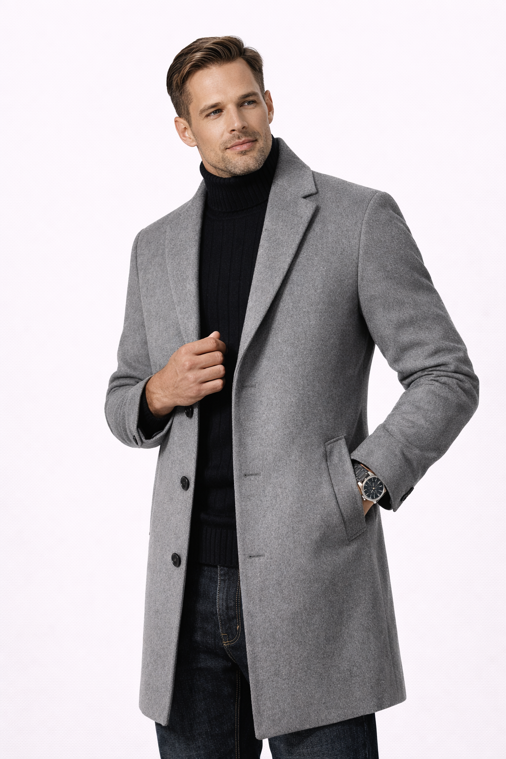 Classic Wool-Look Mid-Length Coat