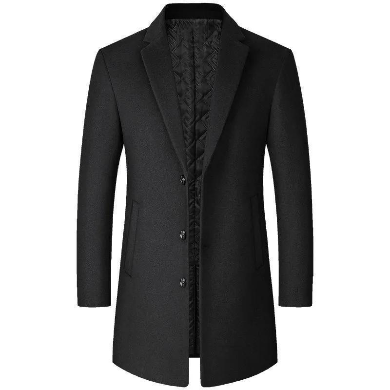 Black coat with a textured inner lining on a white background