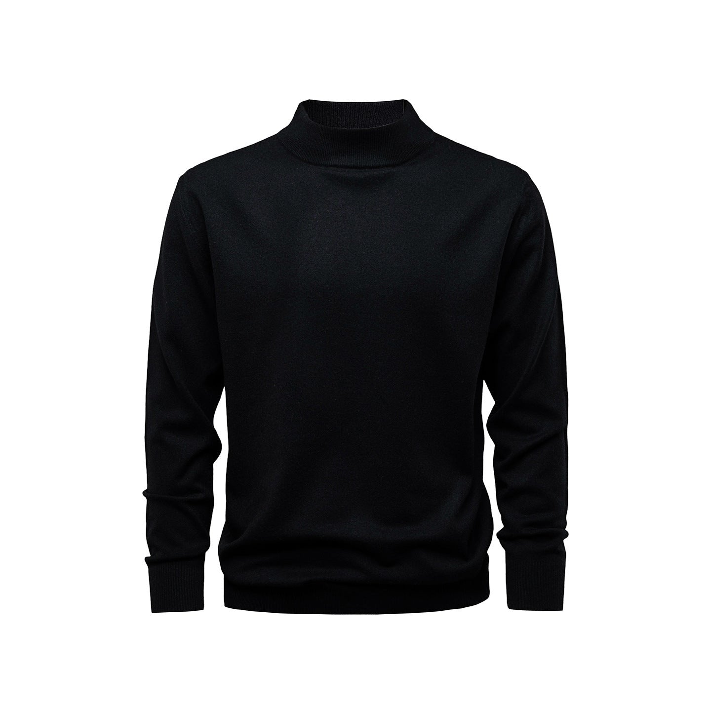 Black turtleneck sweater on a white background