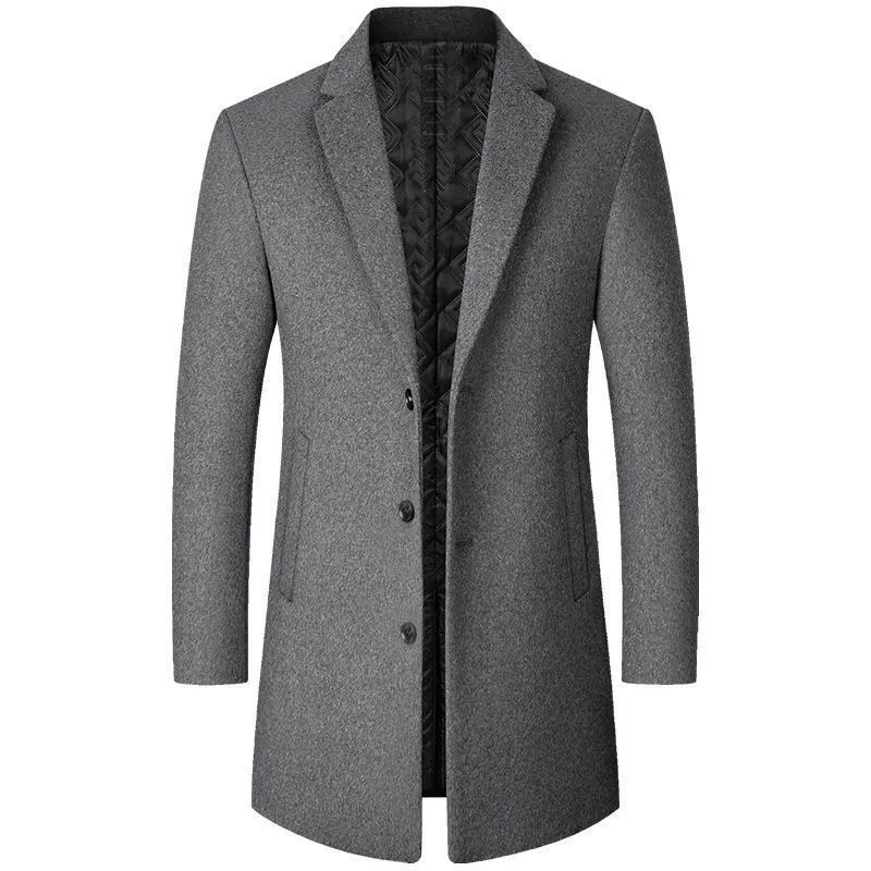 Gray coat with a textured black lining on a white background
