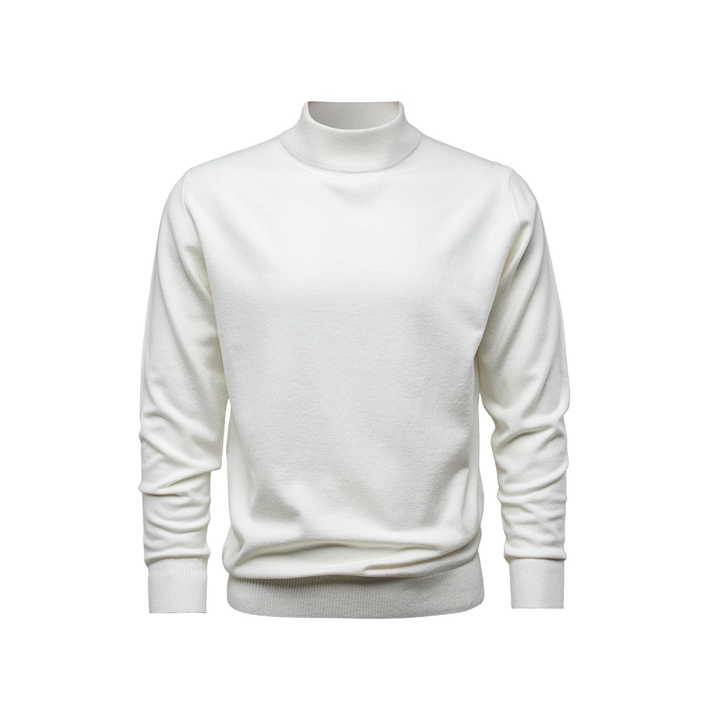 White turtleneck sweater on a white background